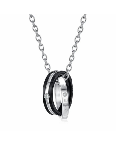 Fashion Couple Chain Cross Circle Titanium Steel Necklace Polishing Rhinestone Stainless Steel Necklaces