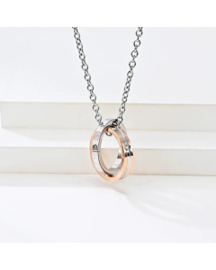 Fashion Couple Chain Cross Circle Titanium Steel Necklace Polishing Rhinestone Stainless Steel Necklaces