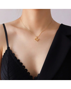 Women Plating Stainless Steel Necklace Fashion Simple Style Letter Titanium Steel Necklace 