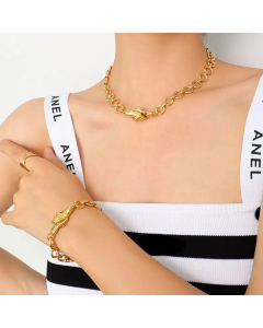 Women Plating Stainless Steel Necklace Retro Simple Style Hand Titanium Steel Bracelets Necklace 