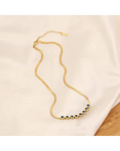 Fashion Plating No Inlaid Stainless Steel Necklaces Eye Stainless Steel Earrings Necklace-Gold Color-01