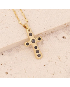 Fashion Inlaid Zircon Cross Stainless Steel Necklace Cross Wings Stainless Steel Pendant Necklace 
