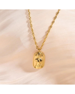 Unisex Gold Plated Stainless Steel Necklace Fashion Square Statue Titanium Steel Necklace