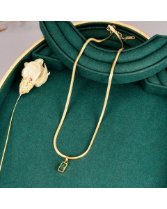 Retro Zircon Stainless Steel Necklaces Rectangle Titanium Steel Pendant Necklace 