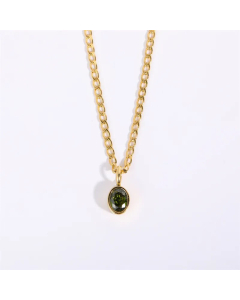 Retro Plating Zircon Stainless Steel Necklaces Oval Stainless Steel Necklace