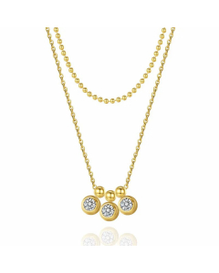 Women Plating Stainless Steel Necklace Retro Fashion Round Zircon Titanium Steel Necklace 