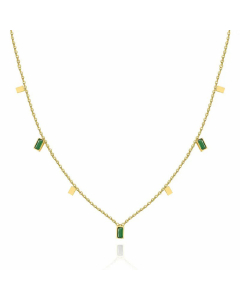 Women Plating Stainless Steel Necklaces Fashion Simple Style Rectangle Titanium Steel Artificial Rhinestones Necklace 