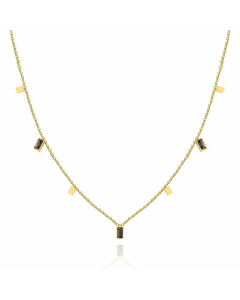 Women Plating Stainless Steel Necklaces Fashion Simple Style Rectangle Titanium Steel Artificial Rhinestones Necklace 