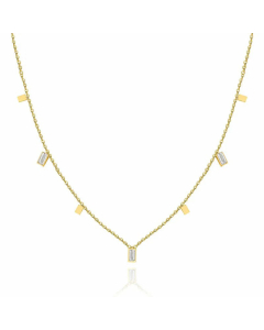 Women Plating Stainless Steel Necklaces Fashion Simple Style Rectangle Titanium Steel Artificial Rhinestones Necklace 