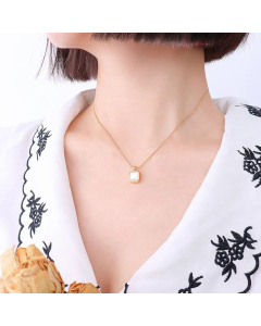 Women Plating Stainless Steel Necklaces Fashion Simple Style Square Titanium Steel Necklace 