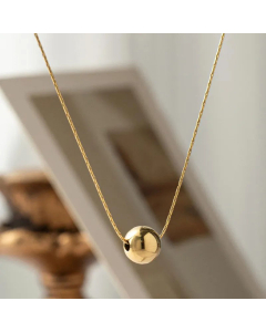 Women Retro Plain Ball Titanium Steel Necklace Stainless Steel Necklaces