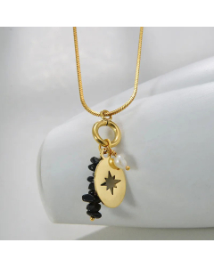Vintage Style Plating Artificial Gemstones Flower Butterfly Stainless Steel Necklace