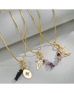 Vintage Style Plating Artificial Gemstones Flower Butterfly Stainless Steel Necklace