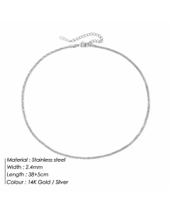 Solid Color Plain Chain Stainless Steel Necklace Plating Stainless Steel Necklaces-Steel Color-01