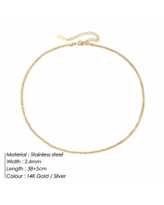 Solid Color Plain Chain Stainless Steel Necklace Plating Stainless Steel Necklaces-Gold Color-01