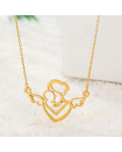 Retro MAMA Hug Plating Necklace Geometric Titanium Steel 
