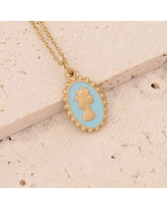 Fashion Dripping Oil No Inlaid Stainless Steel Necklaces Portrait Stainless Steel Pendant Necklace 