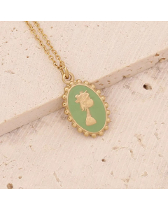 Fashion Dripping Oil No Inlaid Stainless Steel Necklaces Portrait Stainless Steel Pendant Necklace 