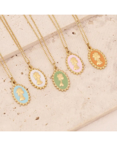 Fashion Dripping Oil No Inlaid Stainless Steel Necklaces Portrait Stainless Steel Pendant Necklace 