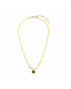 Retro Inlay Zircon Stainless Steel Necklaces Round Stainless Steel Necklace