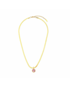 Retro Inlay Zircon Stainless Steel Necklaces Round Stainless Steel Necklace