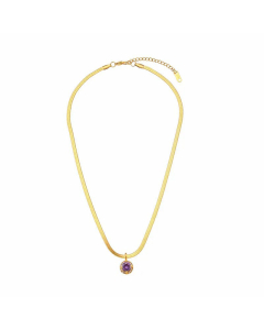 Retro Inlay Zircon Stainless Steel Necklaces Round Stainless Steel Necklace
