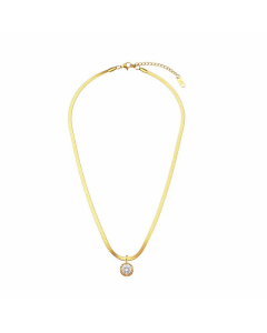 Retro Inlay Zircon Stainless Steel Necklaces Round Stainless Steel Necklace