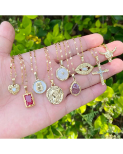 Fashion Portrait Cross Owl Stainless Steel Pendant Necklace Plating Inlaid Zircon Stainless Steel Necklaces