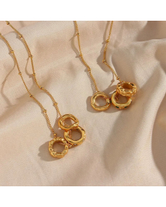 Fashion Plating Zircon Stainless Steel Necklaces Geometric Round Stainless Steel Necklace 