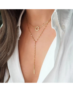 Fashion Circle Pendent Stainless Steel Necklace Plating Stainless Steel Necklaces