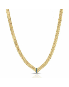 Simple Style Plating Zircon Stainless Steel Necklaces Geometric Stainless Steel Necklace -6mm-Blue