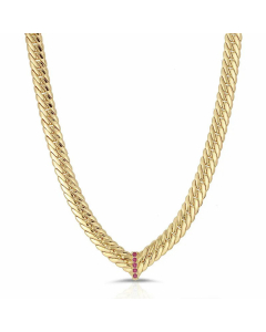 Simple Style Plating Zircon Stainless Steel Necklaces Geometric Stainless Steel Necklace -8mm-Red