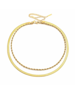 Plain Double Layer Twist Stainless Steel Necklace Flat Chain Plating Stainless Steel Necklaces