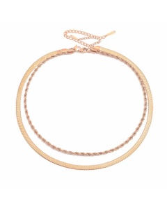 Plain Double Layer Twist Stainless Steel Necklace Flat Chain Plating Stainless Steel Necklaces