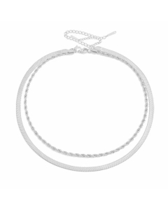 Plain Double Layer Twist Stainless Steel Necklace Flat Chain Plating Stainless Steel Necklaces