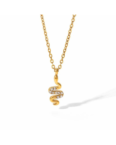 Fashion Plating Zircon Stainless Steel Necklaces Snake Stainless Steel Pendant Necklace 