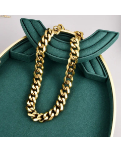 Hip-Hop Solid Color Titanium Steel Necklace Plating Thick Cuby Chain Stainless Steel Necklaces