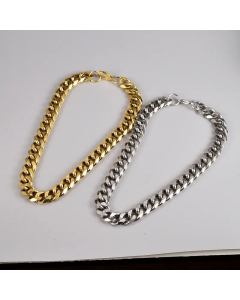 Hip-Hop Solid Color Titanium Steel Necklace Plating Thick Cuby Chain Stainless Steel Necklaces
