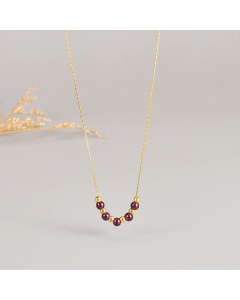 Exquisite Round Titanium Steel Necklace Beaded Artificial Gemstones Stainless Steel Necklaces