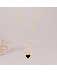 Heart Lock Titanium Steel Pendant Necklace Plating Black Shell Stainless Steel Necklaces