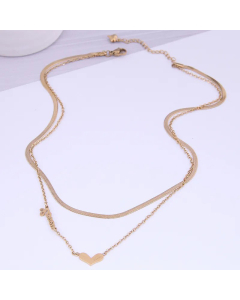 Casual Heart Shape Titanium Steel Double Layered Necklaces Plating Stainless Steel Necklaces