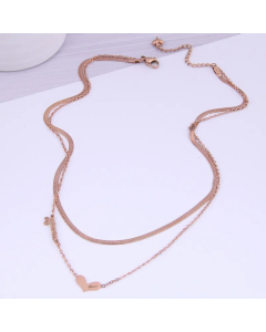 Casual Heart Shape Titanium Steel Double Layered Necklaces Plating Stainless Steel Necklaces