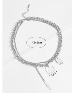 Casual Double Layered Necklaces Stainless Steel Necklaces Number Stainless Steel 