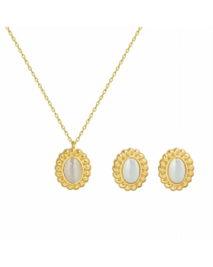 Women Plating Stainless Steel Necklaces Retro Round Oval Titanium Steel Earrings Necklace