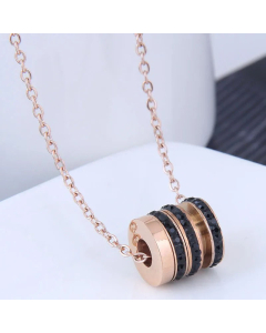 Fashion Geometric Titanium Steel Necklace Plating Rhinestone Stainless Steel Necklaces