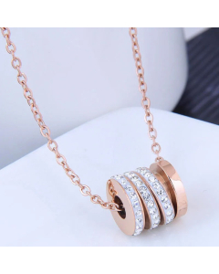 Fashion Geometric Titanium Steel Necklace Plating Rhinestone Stainless Steel Necklaces