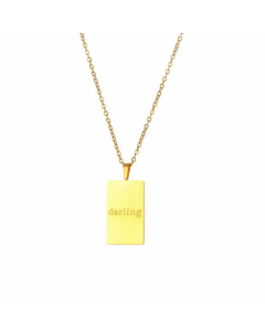 Plain Plating Stainless Steel Necklaces Letter Square Tag Stainless Steel Necklace 