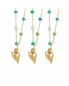 Women Plating Stainless Steel Necklaces Fashion Flower Pendent Titanium Steel Necklace 