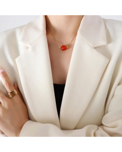 Women Plating Stainless Steel Necklaces Elegant Round Titanium Steel Necklace 