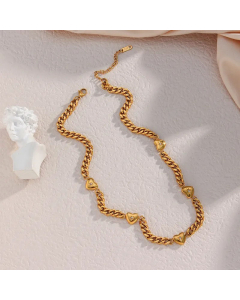 Fashion Plating Zircon Stainless Steel Necklaces Heart Shape Stainless Steel Necklace 